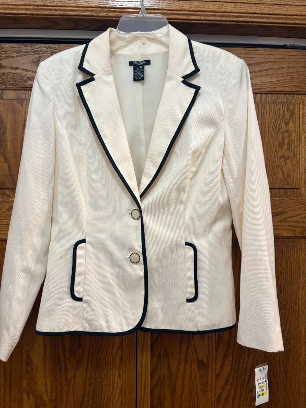Cream blazer with black accents. Bob Mackie size 10